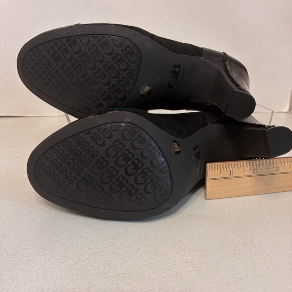 Gianni Bini Oxford Heels Womens 8.5 Black Leather Suede Ribbon Tie Whimsey Goth - Picture 9 of 10